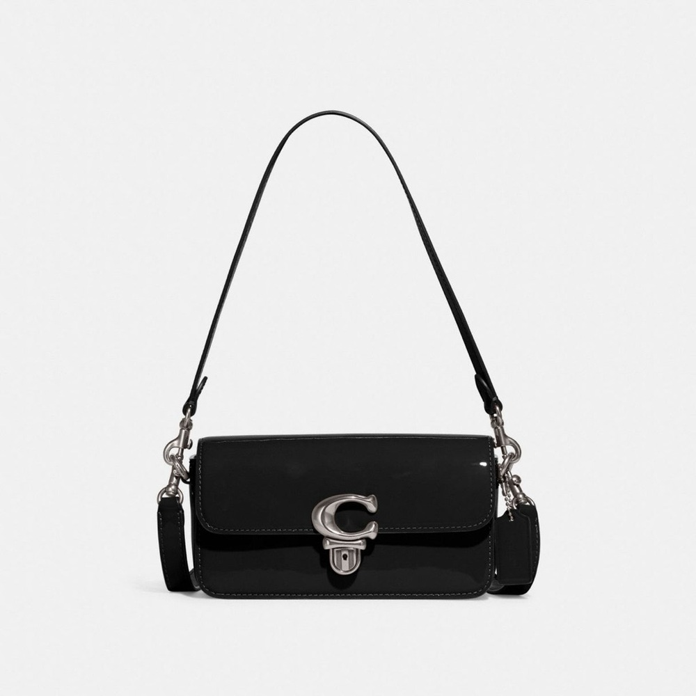 NEW Coach Studio 20 Black Patent Leather Signature C Crossbody Bag